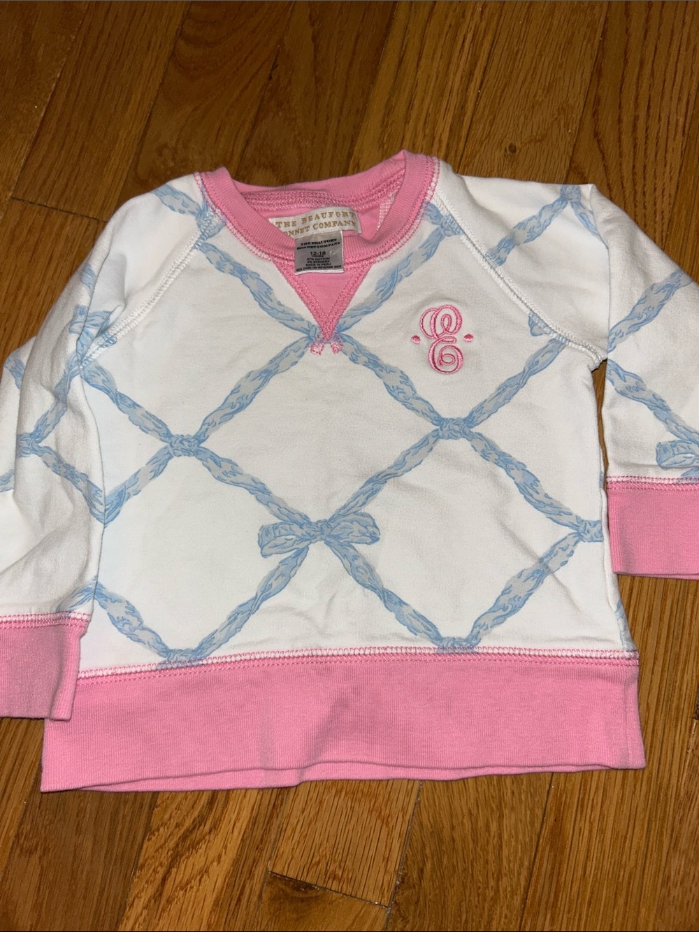 The Beaufort Bonnet Company Pink & White Girls Pullover Top E Monogram